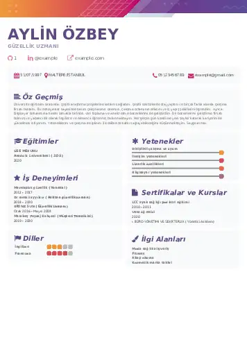 Güzellik Uzmanı Cv Örnekleri  cv indir